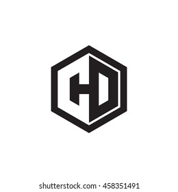 Initial letters CD, CO, negative space hexagon shape monogram logo