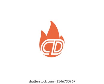 Initial letters CD in fire. Logo vector
