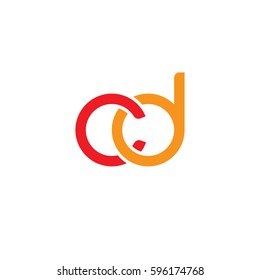 Initial letters cd, round linked chain shape lowercase logo modern design red orange