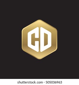 Initial letters CD rounded hexagon shape gold modern logo