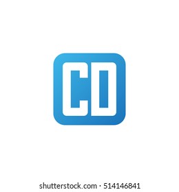 Initial letters CD rounded square shape blue simple logo