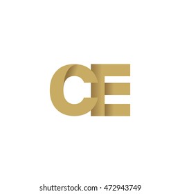 Initial letters CE overlapping fold logo brown gold