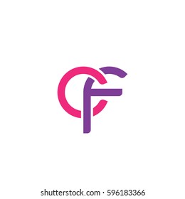 Initial letters cf, round linked chain shape lowercase logo modern design pink purple