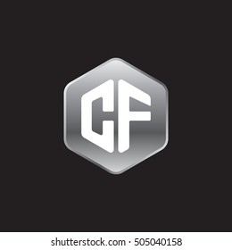Initial letters CF rounded hexagon shape silver modern logo