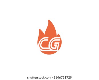Initial letters CG in fire. Logo vector