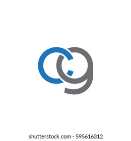 Initial letters cg, round linked chain shape lowercase logo modern design blue gray