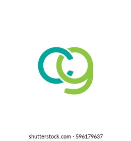Initial letters cg, round linked chain shape lowercase logo modern design modern green