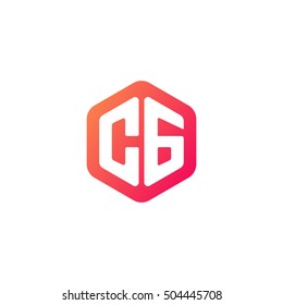 Initial letters CG rounded hexagon shape red orange simple modern logo