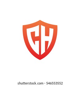 Initial letters CH shield shape red simple logo