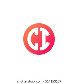 Initial letters CI circle shape red orange simple logo