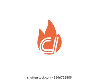 Initial letters CI in fire. Logo vector