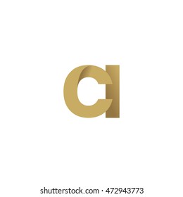 Initial letters CI overlapping fold logo brown gold
