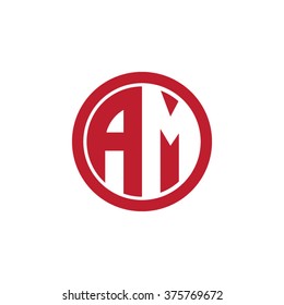 AM initial letters circle business logo red