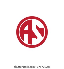 AS initial letters circle business logo red