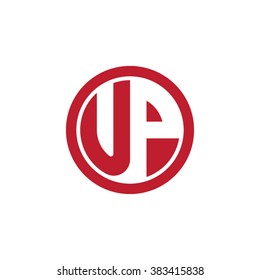 UP initial letters circle business logo red