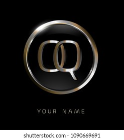 initial letters with circle elegant logo golden silver black background