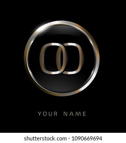 initial letters with circle elegant logo golden silver black background