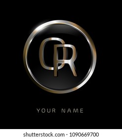 initial letters with circle elegant logo golden silver black background