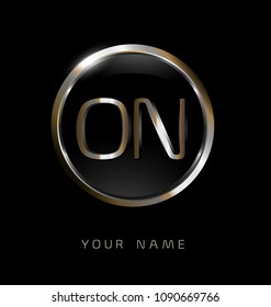initial letters with circle elegant logo golden silver black background