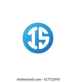 Initial letters IS circle shape blue simple logo