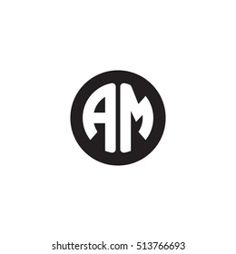 Initial letters AM circle shape monogram black simple modern logo