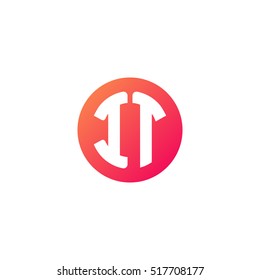 Initial letters IT circle shape red orange simple logo