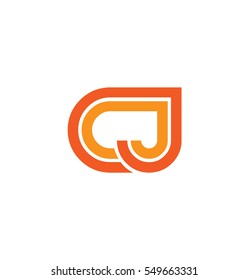 Initial Letters CJ Linked Liniear Design Logo Orange