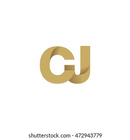 Initial letters CJ overlapping fold logo brown gold