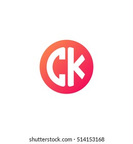 Initial letters CK circle shape red orange simple logo