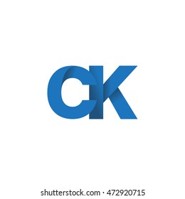 Initial letters CK overlapping fold logo blue