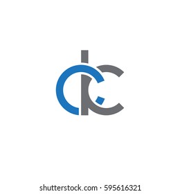 Initial letters ck, round linked chain shape lowercase logo modern design blue gray