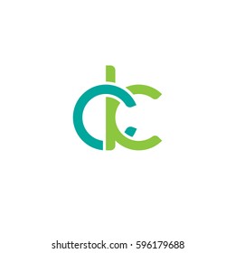 Initial letters ck, round linked chain shape lowercase logo modern design modern green