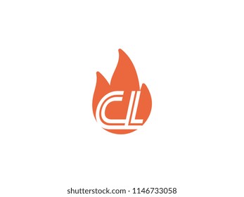 Initial letters CL in fire. Logo vector