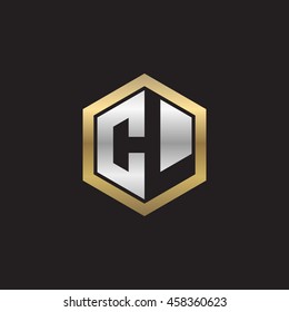 Initial letters CL negative space hexagon shape logo silver gold