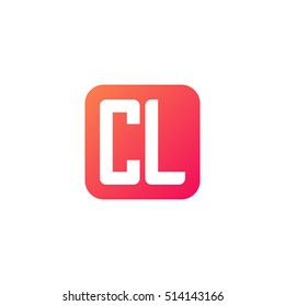Initial letters CL rounded square shape red orange simple logo