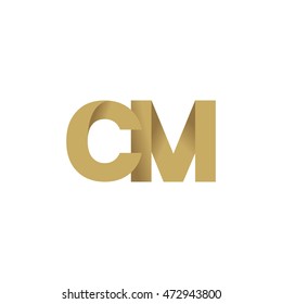 Initial letters CM overlapping fold logo brown gold