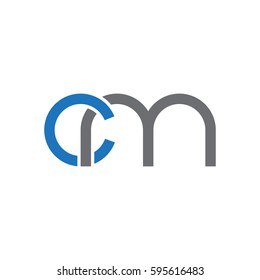 Initial letters cm, round linked chain shape lowercase logo modern design blue gray