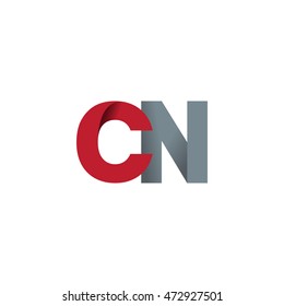 Initial letters CN overlapping fold logo red gray
