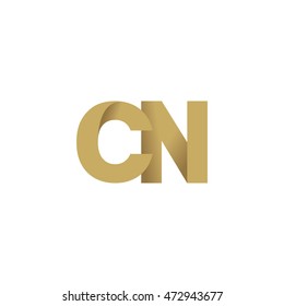 Initial letters CN overlapping fold logo brown gold
