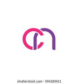 Initial letters cn, round linked chain shape lowercase logo modern design pink purple