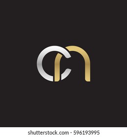 Initial letters cn, round linked chain shape lowercase logo modern design silver gold