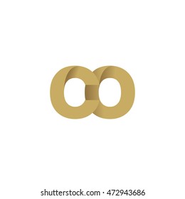 Initial letters CO overlapping fold logo brown gold