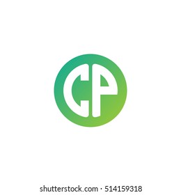 Initial letters CP circle shape green simple logo