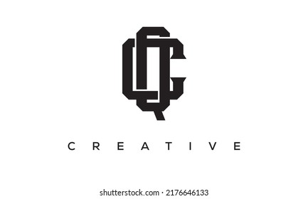 Initial letters CQ, QC Monogram logo design with Creative Style alphabet symbol. CQ, QC Spiral letters Universal elegant vector emblem, logotype. Graphic alphabet symbol for corporate identity