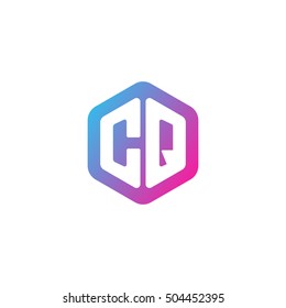 Initial letters CQ rounded hexagon shape blue pink purple simple modern logo