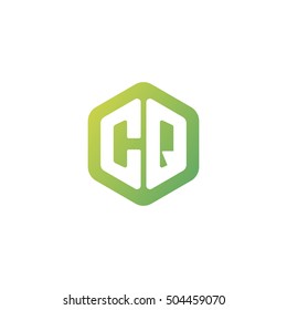 Initial letters CQ rounded hexagon shape green simple modern logo