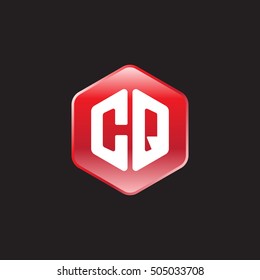 Initial letters CQ rounded hexagon shape red modern logo