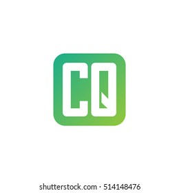 Initial letters CQ rounded square shape green simple logo
