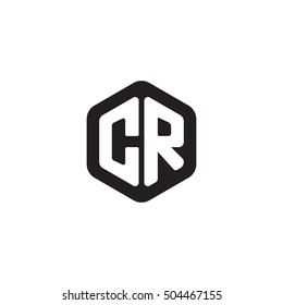 Initial letters CR rounded hexagon shape monogram black simple modern logo