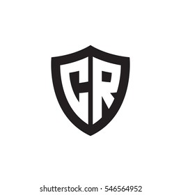 Initial letters CR shield shape black monogram logo